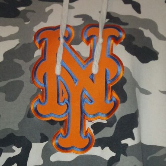 Stitches Mets Emproidered Mens Pre-owned Gray/Black Camo Heavy Hoodie- sz. Large - Picture 2 of 2
